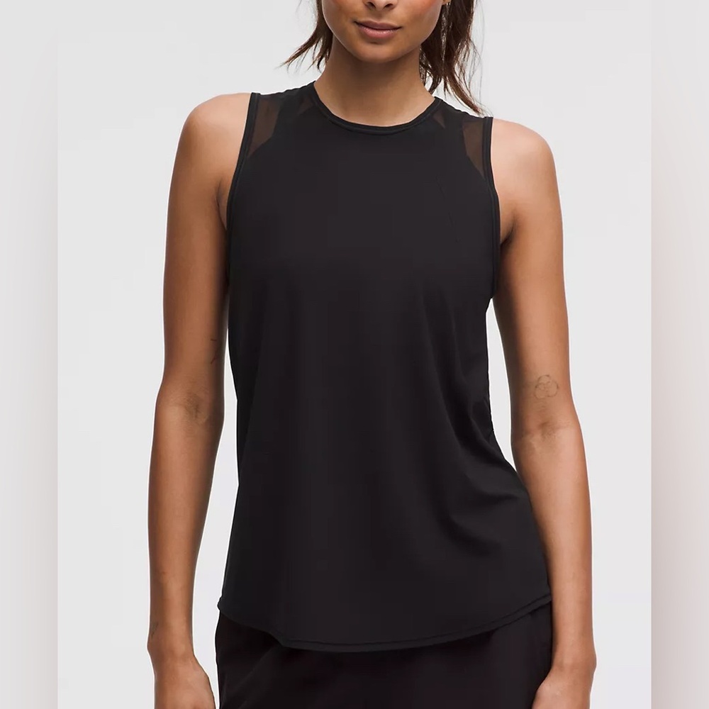 LULULEMON black sculpt tank top mesh cut out Size small 4/6